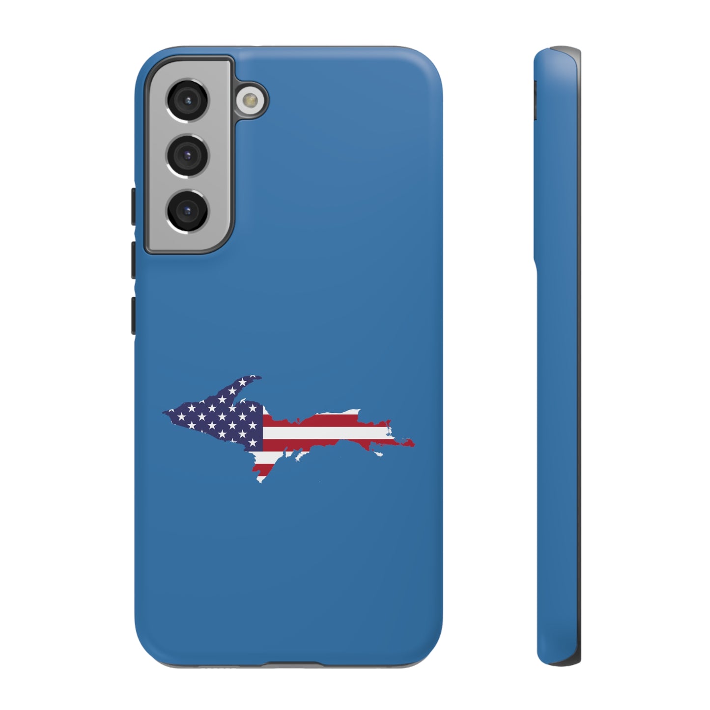 Michigan Upper Peninsula Tough Phone Case (Lake Superior Blue w/ UP USA Flag Outline) | Samsung & Pixel Android