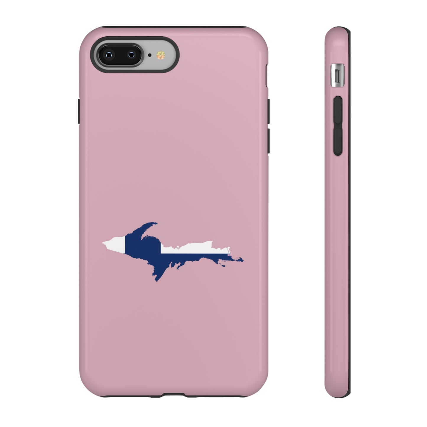 Michigan Upper Peninsula Tough Phone Case (Pink w/ UP Finland Flag Outline) | Apple iPhone