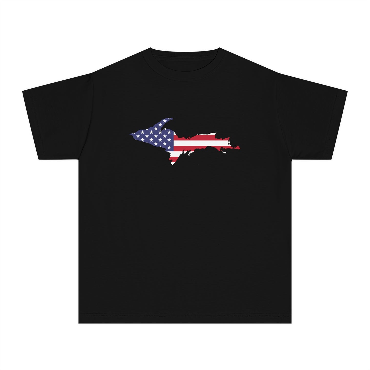 Michigan Upper Peninsula T-Shirt (w/ UP USA Flag Outline) | Youth Garment-Dyed