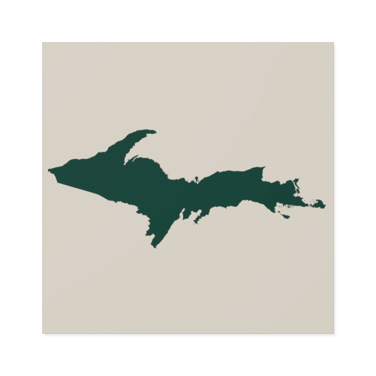 Michigan Upper Peninsula Square Sticker (Canvas Color w/ Green UP Outline) | Indoor/Outdoor