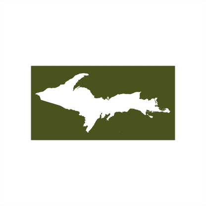 Michigan Upper Peninsula Bumper Sticker (w/ UP Outline) | Army Green Background