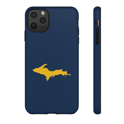 Michigan Upper Peninsula Tough Phone Case (Navy w/ Gold UP Outline) | Apple iPhone