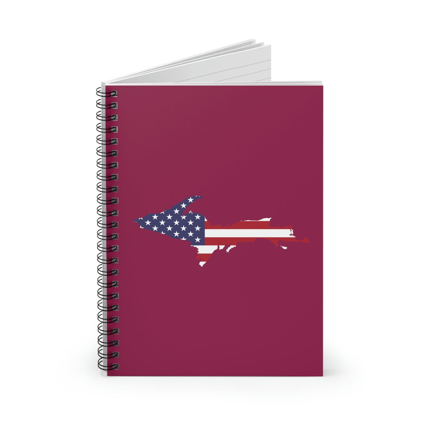 Michigan Upper Peninsula Spiral Notebook (w/ UP USA Flag Outline) | Ruby Red