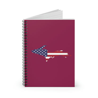 Michigan Upper Peninsula Spiral Notebook (w/ UP USA Flag Outline) | Ruby Red