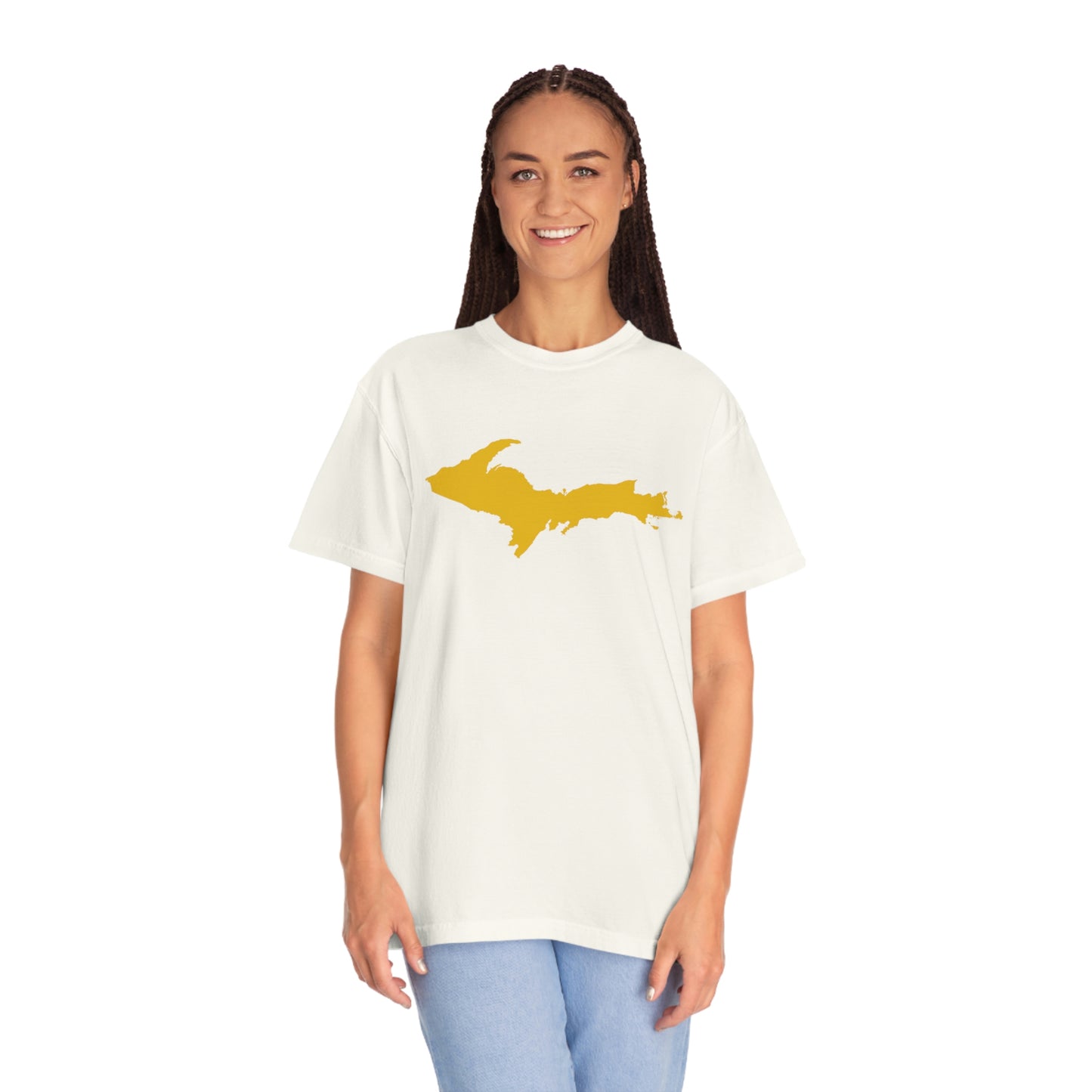 Michigan Upper Peninsula T-Shirt (w/ Gold UP Outline) | Unisex Garment-Dyed