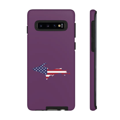 Michigan Upper Peninsula Tough Phone Case (Plum w/ UP USA Flag Outline) | Samsung & Pixel Android