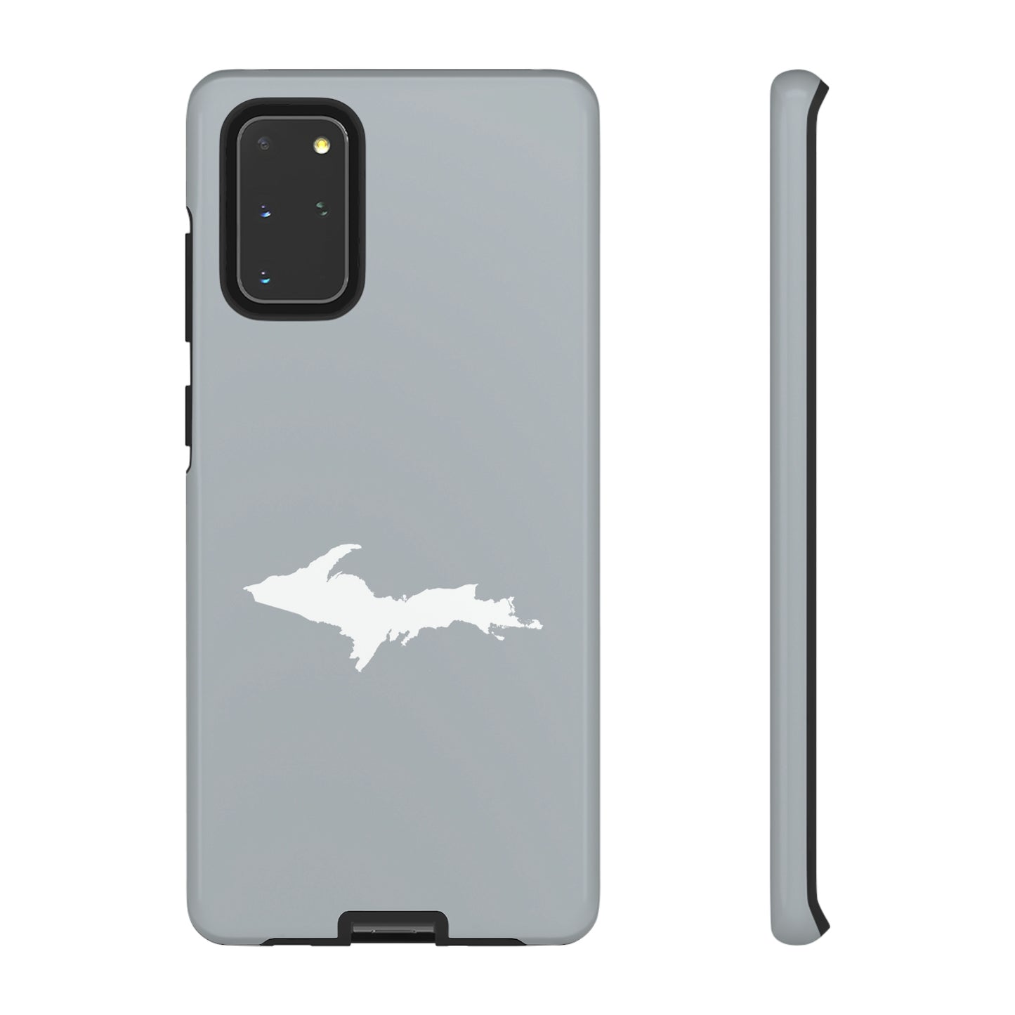 Michigan Upper Peninsula Tough Phone Case (Silver w/ UP Outline) | Samsung & Pixel Android