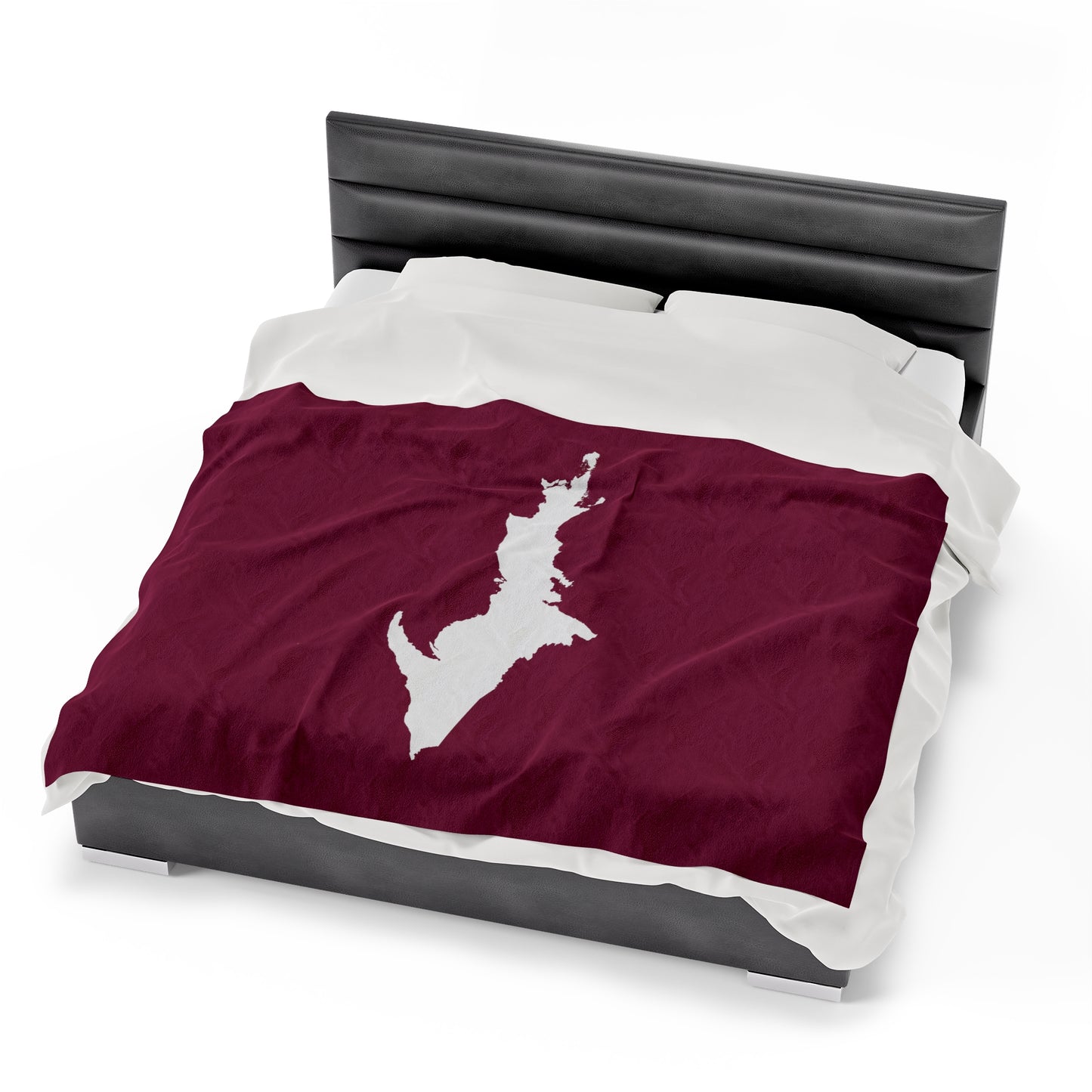 Michigan Upper Peninsula Plush Blanket (w/ UP Outline) | Ruby Red