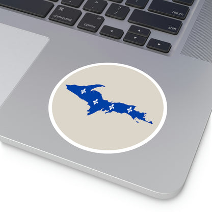 Michigan Upper Peninsula Round Stickers (Canvas Color w/ UP Quebec Flag Outline) | Indoor\Outdoor