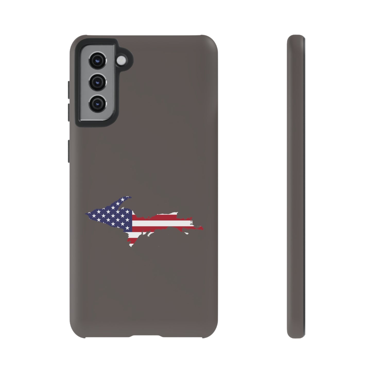 Michigan Upper Peninsula Tough Phone Case (Warren Tank Grey w/ UP USA Flag Outline) | Samsung & Pixel Android