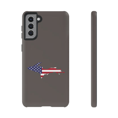 Michigan Upper Peninsula Tough Phone Case (Warren Tank Grey w/ UP USA Flag Outline) | Samsung & Pixel Android