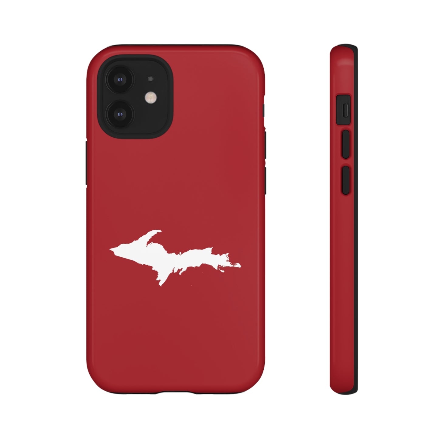 Michigan Upper Peninsula Tough Phone Case (Thimbleberry Red w/ UP Outline) | Apple iPhone