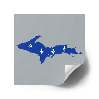 Michigan Upper Peninsula Square Sticker (Silver w/ UP Quebec Flag Outline) | Indoor/Outdoor