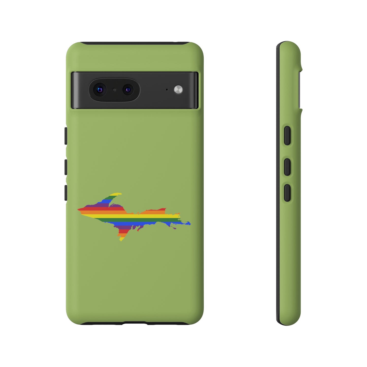 Michigan Upper Peninsula Tough Phone Case (Gooseberry Green w/ UP Pride Flag Outline) | Samsung & Pixel Android