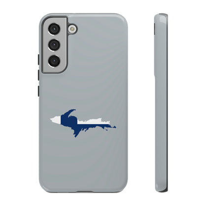 Michigan Upper Peninsula Tough Phone Case (Silver w/ UP Finland Flag Outline) | Samsung & Pixel Android