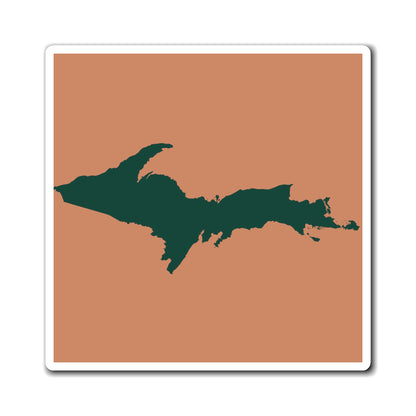 Michigan Upper Peninsula Square Magnet (Copper Color w/ Green UP Outline)