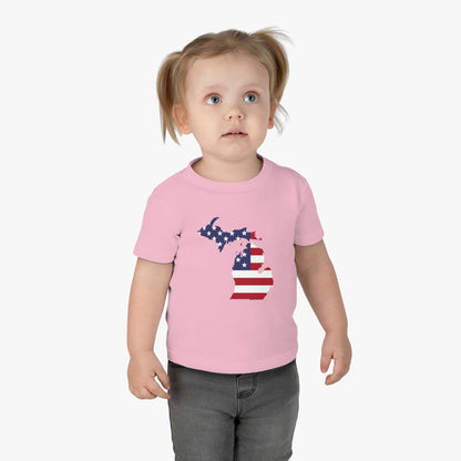 Michigan Infant T-Shirt (w/ MI USA Flag Outline) | Short Sleeve