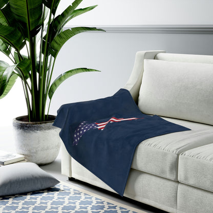 Michigan Upper Peninsula Plush Blanket (w/ UP USA Flag Outline) | Navy