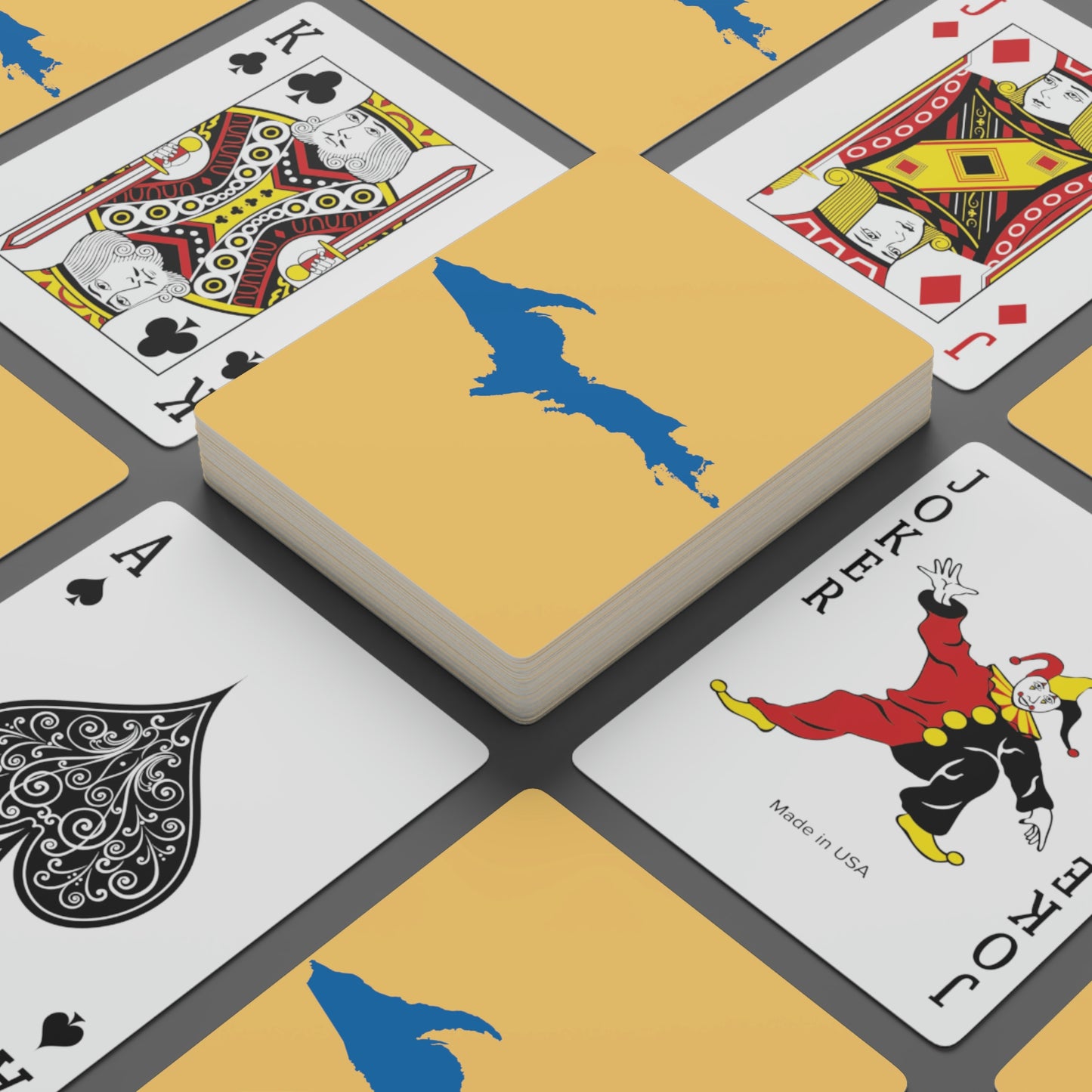 Michigan Upper Peninsula Poker Cards (Citrine w/ Azure UP Outline)