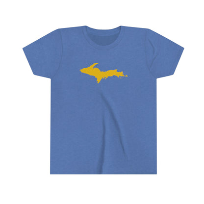 Michigan Upper Peninsula T-Shirt (w/ Gold UP Outline) | Youth Short Sleeve