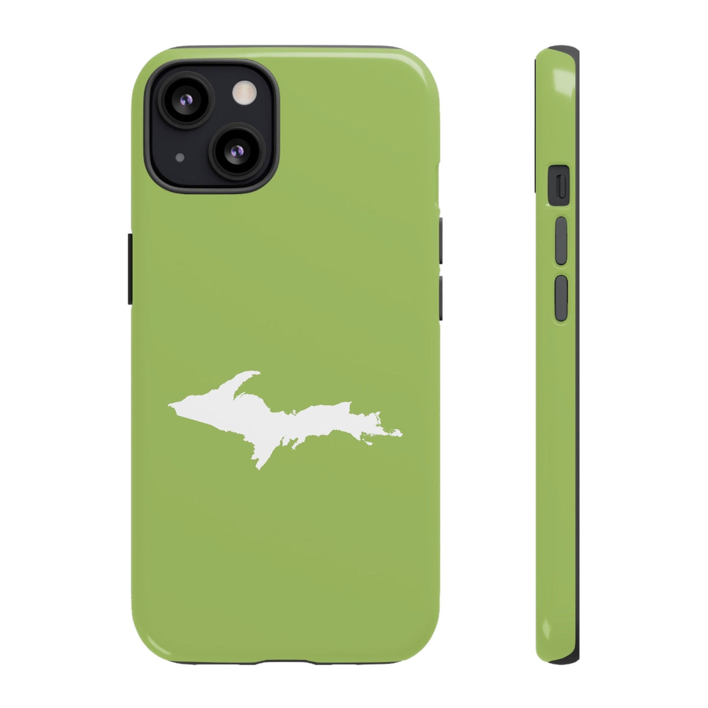 Michigan Upper Peninsula Tough Phone Case (Gooseberry Green w/ UP Outline) | Apple iPhone