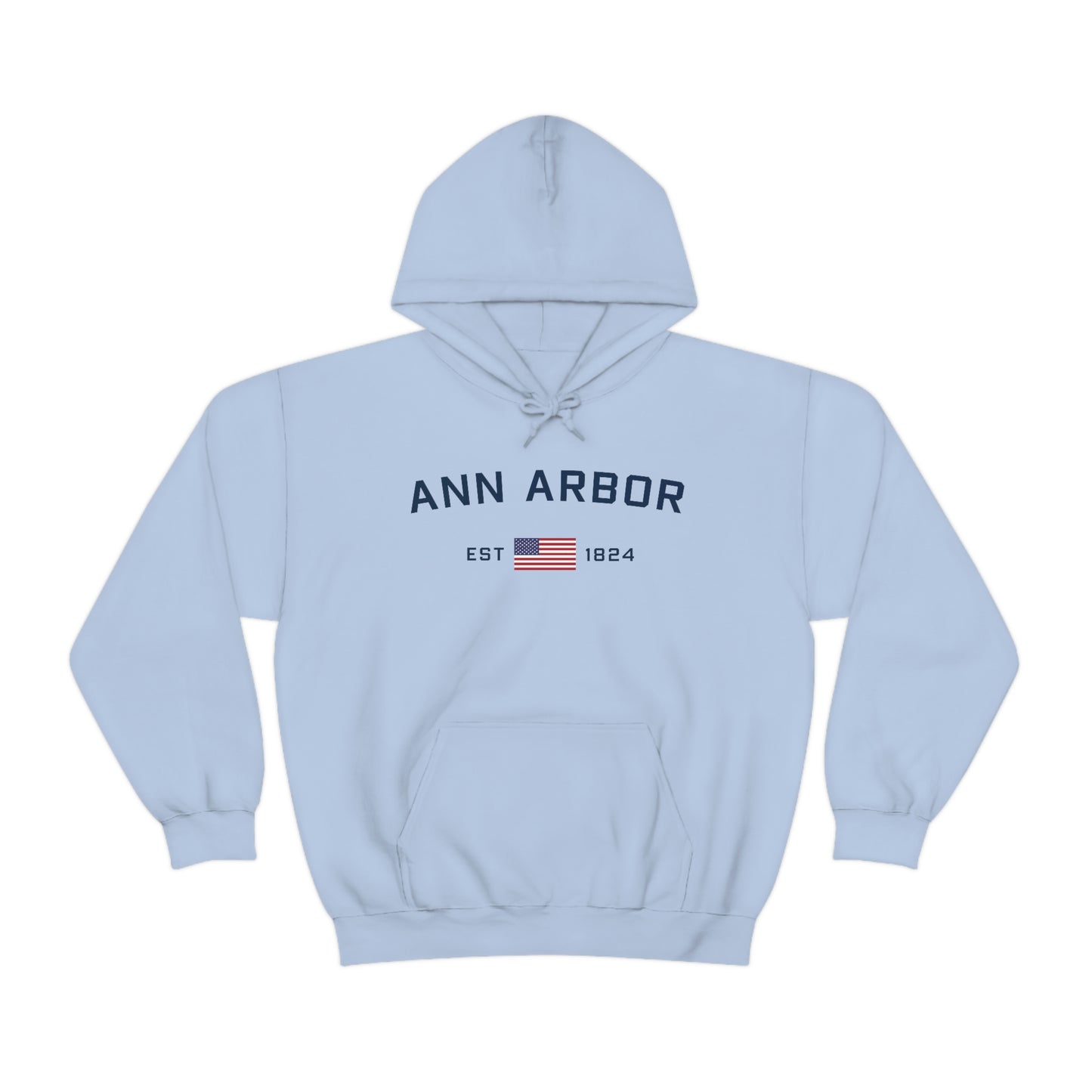 'Ann Arbor EST 1823' Hoodie (w/USA Flag Outline) | Unisex Standard