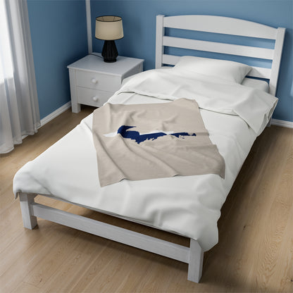 Michigan Upper Peninsula Plush Blanket (w/ UP Finland Flag Outline) | Canvas Color