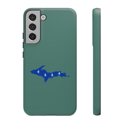 Michigan Upper Peninsula Tough Phone Case (Copper Green w/ UP Quebec Flag Outline) | Samsung & Pixel Android