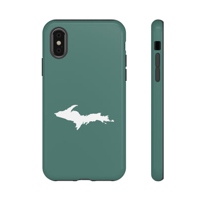 Michigan Upper Peninsula Tough Phone Case (Copper Green w/ UP Outline) | Apple iPhone