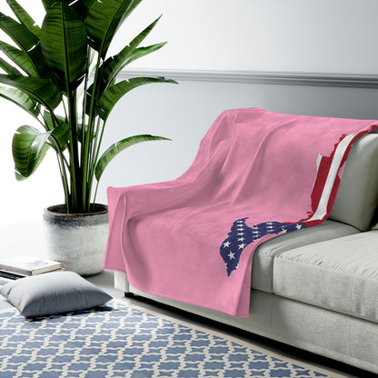 Michigan Upper Peninsula Plush Blanket (w/ UP USA Flag Outline) | '67 Caddie Pink