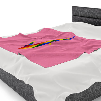 Michigan Upper Peninsula Plush Blanket (w/ UP Pride Flag Outline) | '67 Caddie Pink