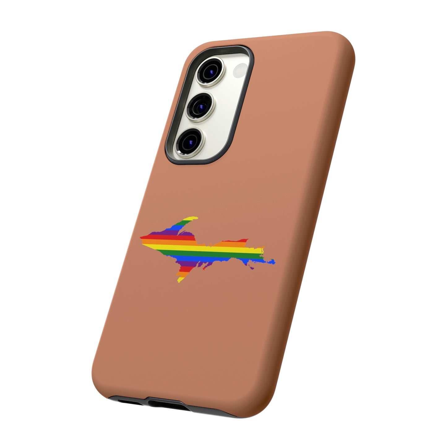 Michigan Upper Peninsula Tough Phone Case (Copper Color w/ UP Pride Flag Outline) | Samsung & Pixel Android