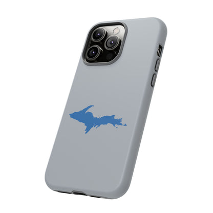 Michigan Upper Peninsula Tough Phone Case (Silver w/ Azure UP Outline) | Apple iPhone