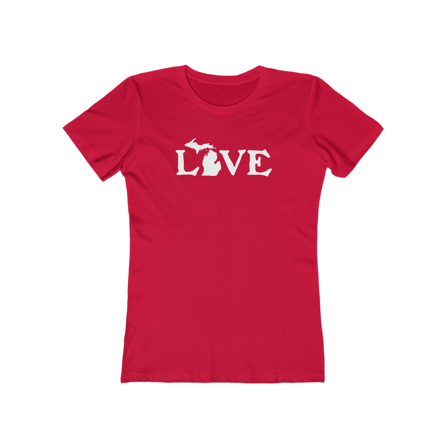 Michigan 'Love' T-Shirt (Woodcut Font) | Women's Boyfriend Cut