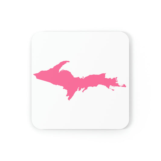 Michigan Upper Peninsula Coaster Set (w/ Pink UP Outline) | Corkwood - 4 pack