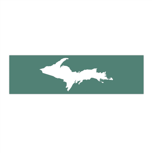 Michigan Upper Peninsula Bumper Sticker (w/ UP Outline) | Copper Green Background