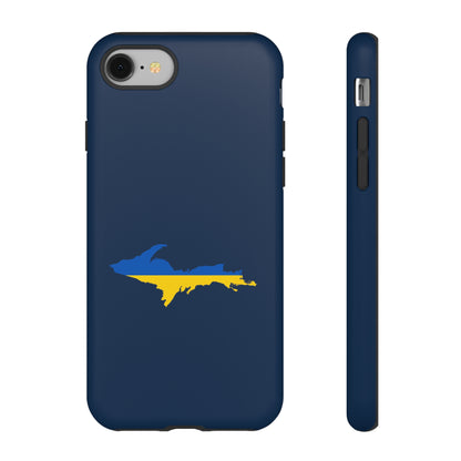 Michigan Upper Peninsula Tough Phone Case (Navy w/ UP Ukraine Flag Outline) | Apple iPhone