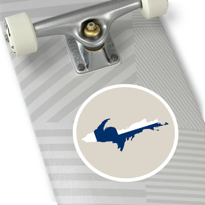 Michigan Upper Peninsula Round Stickers (Canvas w/ UP Finland Flag Outline) | Indoor\Outdoor