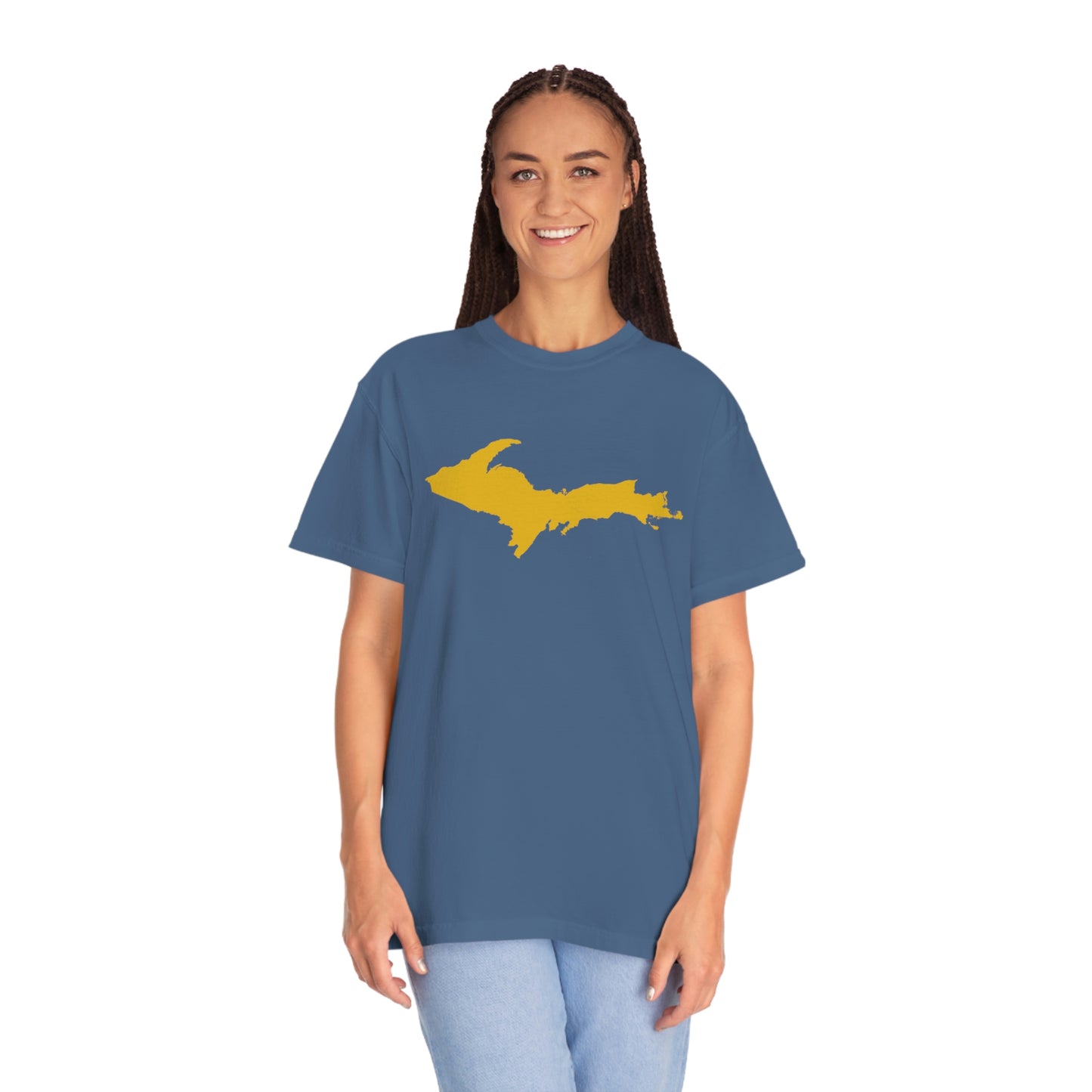 Michigan Upper Peninsula T-Shirt (w/ Gold UP Outline) | Unisex Garment-Dyed