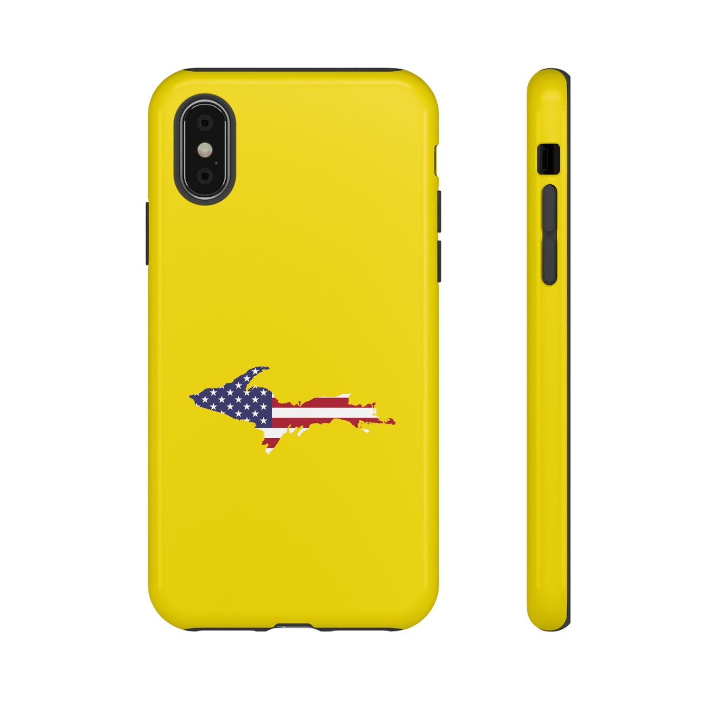 Michigan Upper Peninsula Tough Phone Case (Gadsden Yellow w/ UP USA Outline) | Apple iPhone