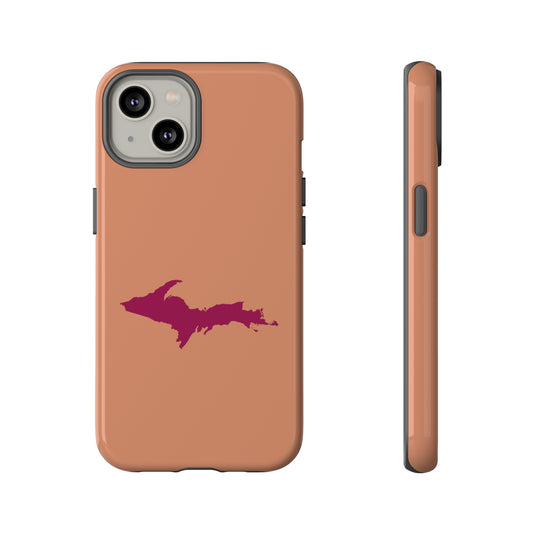 Michigan Upper Peninsula Tough Phone Case (Copper Color w/ Ruby UP Outline) | Apple iPhone