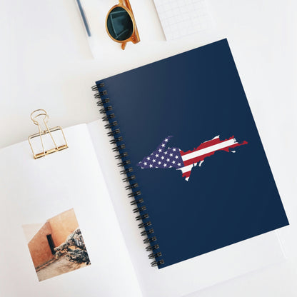 Michigan Upper Peninsula Spiral Notebook (w/ UP USA Flag Outline) | Navy