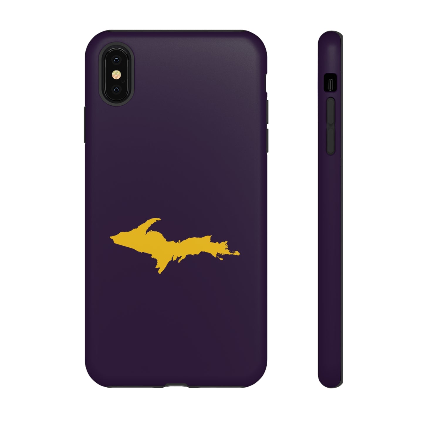 Michigan Upper Peninsula Tough Phone Case (Blackcurrant w/ Gold UP Outline) | Apple iPhone