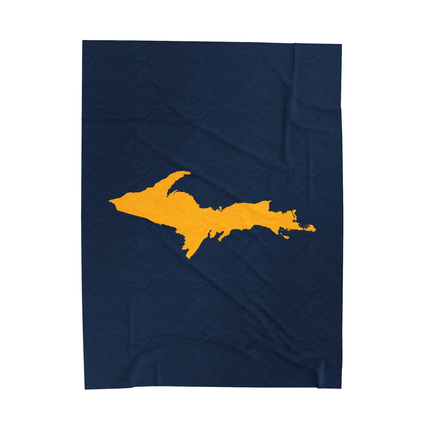 Michigan Upper Peninsula Plush Blanket (w/ Gold UP Outline) | Navy