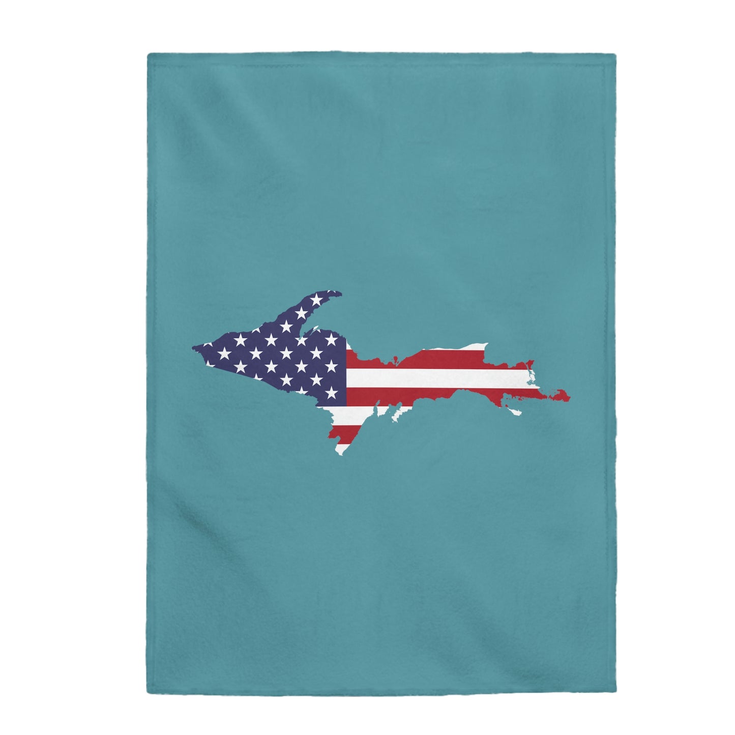 Michigan Upper Peninsula Plush Blanket (w/ UP USA Flag Outline) | Lake Huron Blue