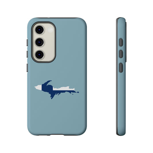 Michigan Upper Peninsula Tough Phone Case (Opal Blue w/ UP Finland Flag Outline) | Samsung & Pixel Android