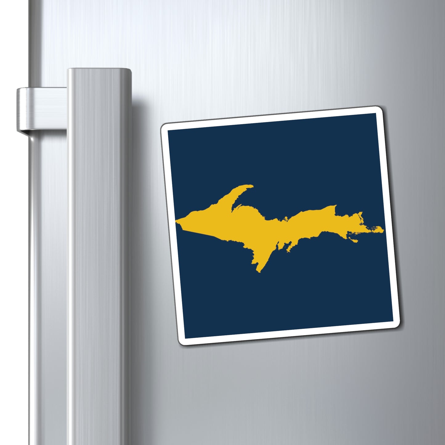 Michigan Upper Peninsula Square Magnet (Navy w/ Gold UP Outline)