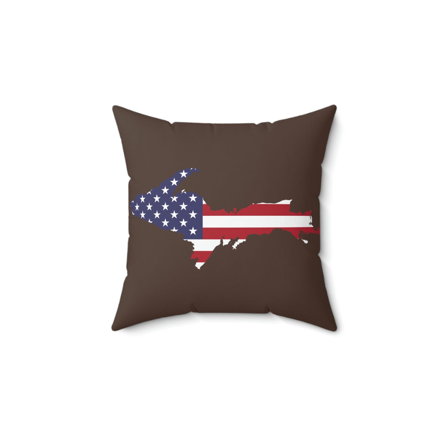 Michigan Upper Peninsula Accent Pillow (w/ UP USA Flag Outline) | Hickory Color