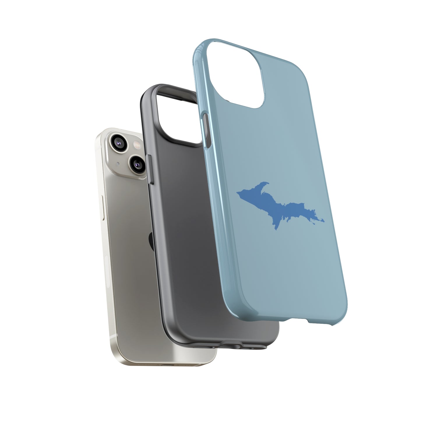 Michigan Upper Peninsula Tough Phone Case (Opal Blue w/ Azure UP Outline) | Apple iPhone