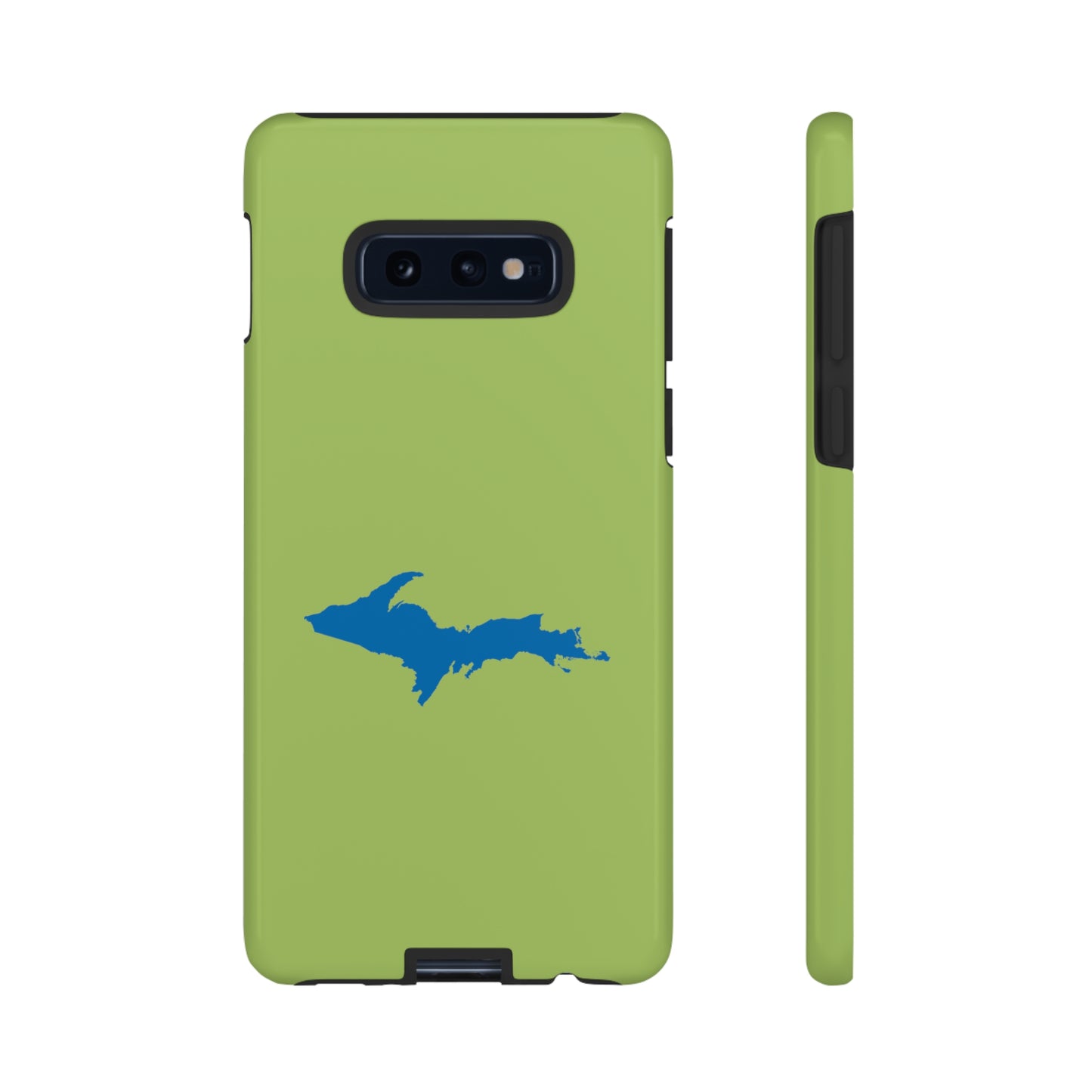 Michigan Upper Peninsula Tough Phone Case (Gooseberry Green w/ Azure UP Outline) | Samsung & Pixel Android